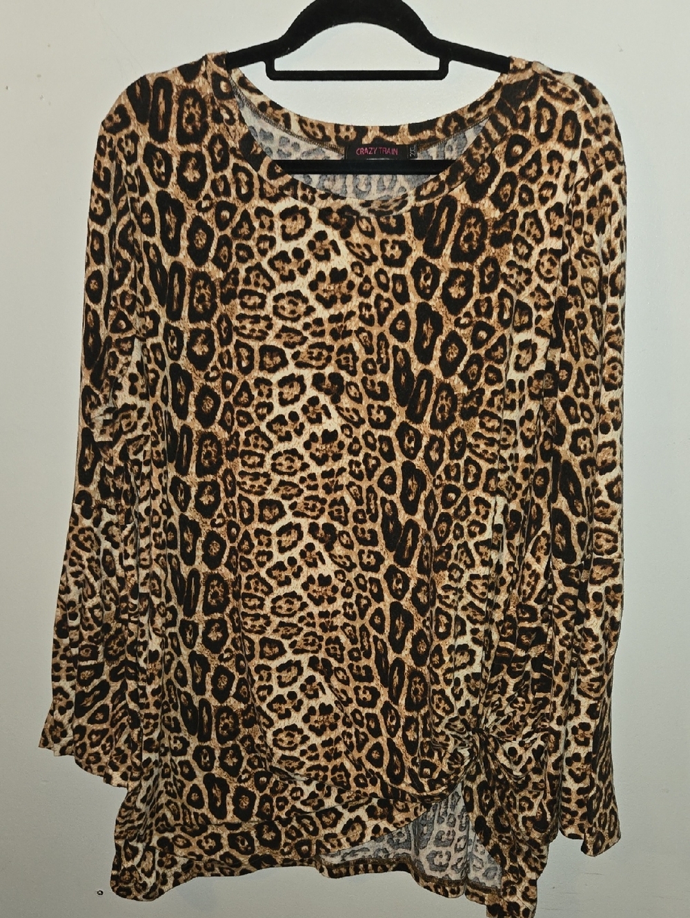 Crazy Train Leopard Print Long Sleeve Tee in Brown and Black